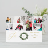 Wreater Monogram Joy Rustic 7 Foto Folie Uitnodiging (Staand Voorkant)