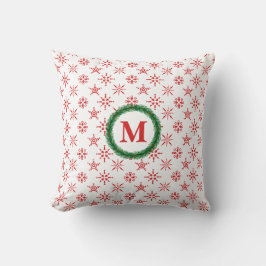 Wreater Monogram Red Snowflakes White Background Kussen