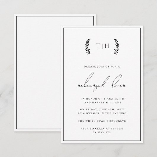 Wreater Monogram repetitie Inwendige uitnodiging (Voorkant / Achterkant)