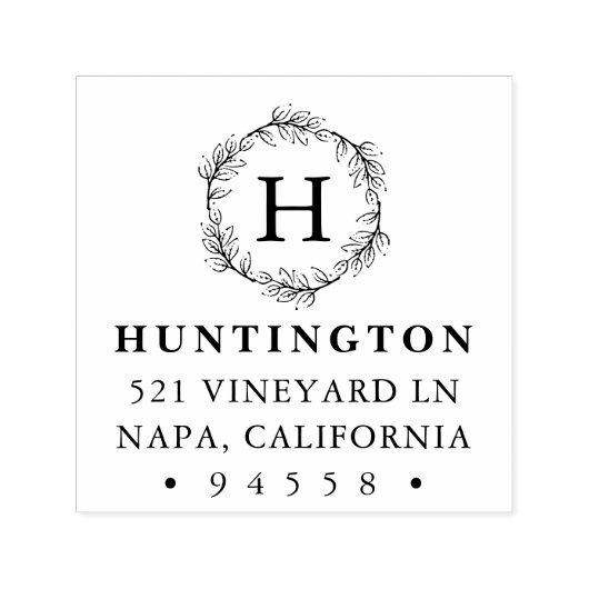 Wreater Monogram Return Address Stamp Zelfinktende Stempel (Design)