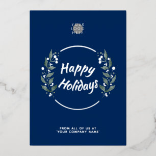 Wreater Navy Blue Business Holiday Silver Foil Kaa Folie Uitnodiging