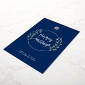 Wreater Navy Blue Business Holiday Silver Foil Kaa Folie Uitnodiging (Gedraaid)