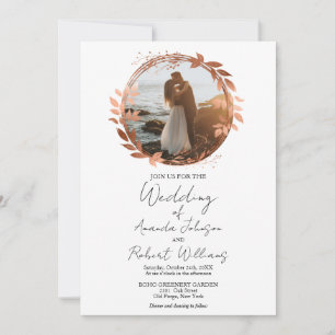 Wreater Roos Gold Foil Calligrafie Foto Wedding Kaart