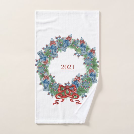Wreath 2021 met kerst Ginger Jar Bad Handdoek (Handdoek)