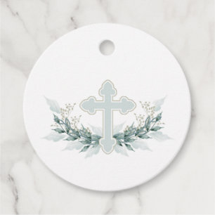 Wreath Blue Cross Communision Baptism Christening Bedankjes Labels
