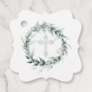 Wreath Blue Cross Communision Baptism Christening Bedankjes Labels