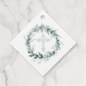 Wreath Blue Cross Communision Baptism Christening Bedankjes Labels (Voorkant)