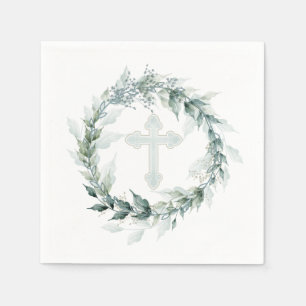 Wreath Blue Cross Communision Baptism Christening Servet