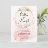 Wreath Blush Pink Wedding Invitation Aankondiging (Staand voorkant)