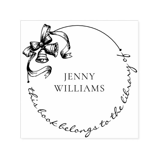  Wreath Bow Custom Name Library Boeken Zelfinktende Stempel (Design)