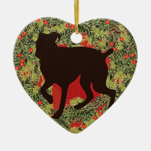 Wreath Boxer Keramisch Ornament (Voorkant)