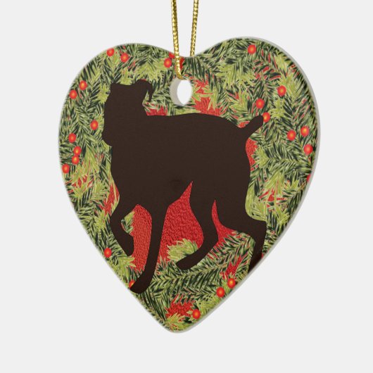 Wreath Boxer Keramisch Ornament (Links)