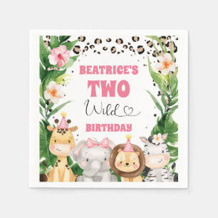 Wreath Cheetah Print Safari Birthday Paper Servet