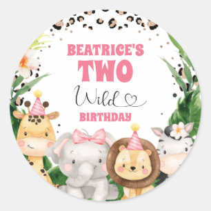 Wreath Cheetah Print Safari Birthday Ronde Sticker
