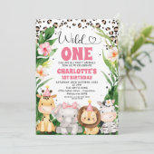 Wreath Cheetah Print Safari Wild Een eerste verjaa Kaart (Staand voorkant)