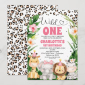 Wreath Cheetah Print Safari Wild Een eerste verjaa Kaart (Voorkant / Achterkant)