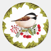 Wreath Chickadee Kerst sticker (Voorkant)
