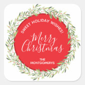 Wreath Christmas Homemade Holiday Baking Vierkante Sticker (Voorkant)
