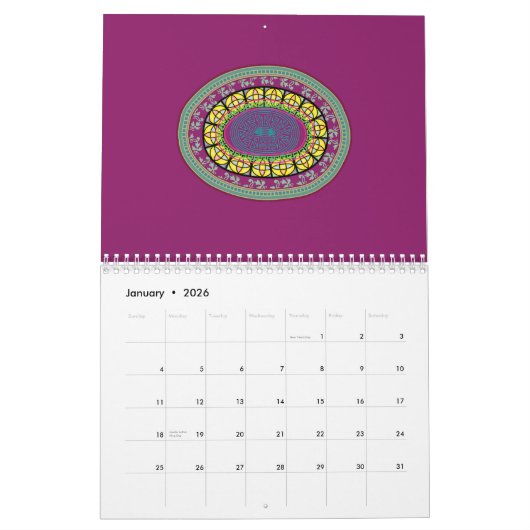Wreath Circles calendar Kalender (Jan 2026)