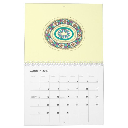 Wreath Circles calendar Kalender (Mar 2027)