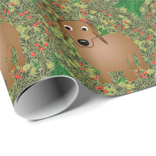 Wreath Dachshund Cadeaupapier (Rol Hoek)