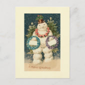 Wreath Decorated Snowman Briefkaart (Voorkant)