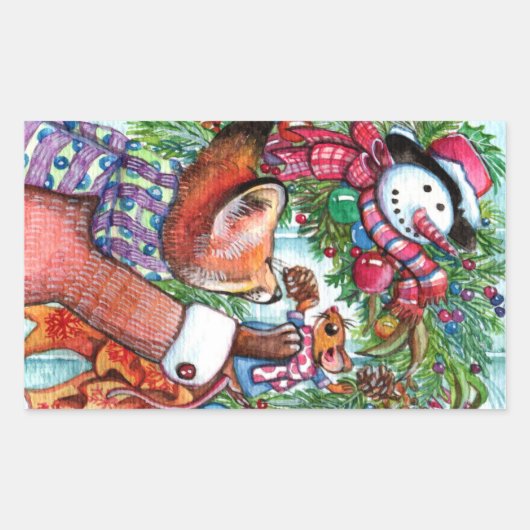 Wreath decorating rechthoekige sticker (Voorkant)