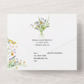 Wreath Floral Waterverf Wedding All In One Uitnodiging (Achterkant)