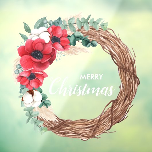 Wreath Flowers Greenery Holiday Raamsticker (Vel 3)