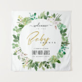 WREATH FOLIAGE WATERVERF BABY SHOWER WELCOME WANDKLEED (Voorkant)