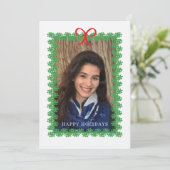 Wreath Framed Holiday Photo Card Feestdagenkaart (Staand voorkant)