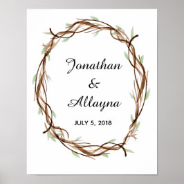 Wreath Guest Book Alternative voor weddenschap Poster
