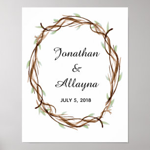 Wreath Guest Book Alternative voor weddenschap Poster