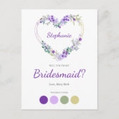 Wreath Heart in Purple Shades Bridesmaids Proposal Uitnodiging Briefkaart (Voorkant)