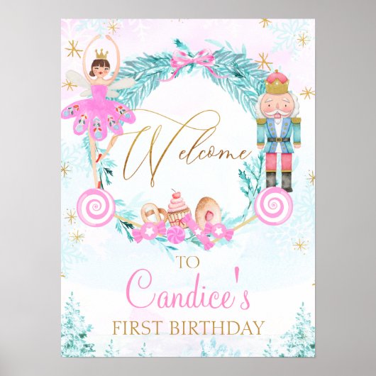 Wreath Land of Sweets Nutkraker Birthday Welcome Poster (Voorkant)