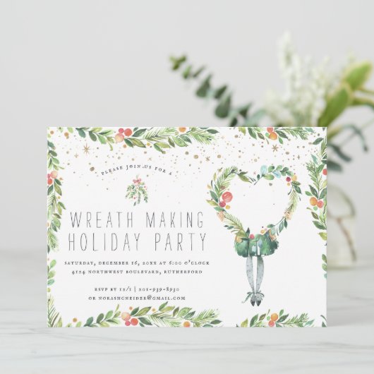 Wreath Making | Uitnodiging feestdag (Staand voorkant)