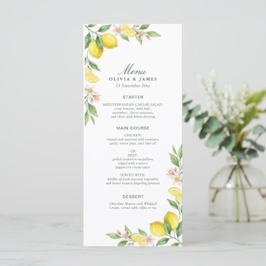 Wreath Mediterranean Citrus Wedding Menu (Staand voorkant)