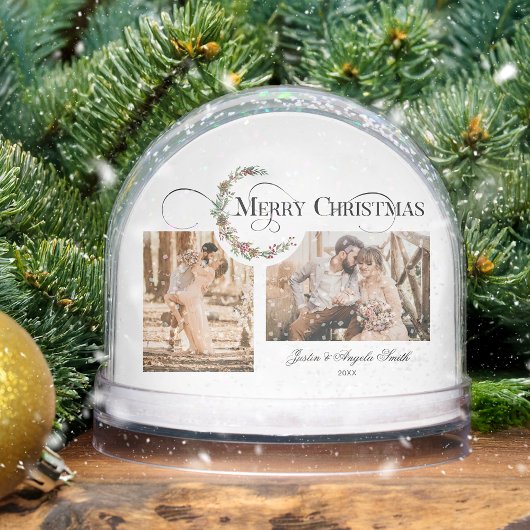 Wreath & Merry Christmas Multi-Photo Snow Globe Sneeuwbol
