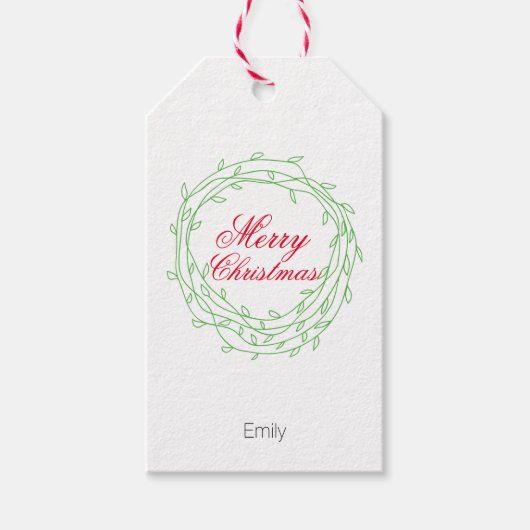 Wreath Merry-kerst op maat Cadeaulabel (Voorkant)