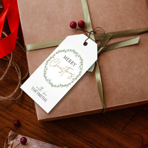 Wreath Merry kerstcadeau Labels Greenery Cadeaulabel