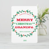 Wreath Merry kerstopa, gepersonaliseerd Feestdagenkaart (Staand voorkant)