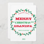 Wreath Merry kerstopa, gepersonaliseerd Feestdagenkaart (Voorkant / Achterkant)