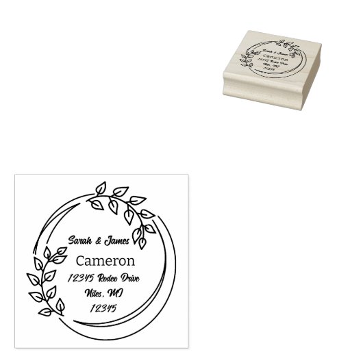 Wreath. Naam en adres. Rubberstempel (Gestempeld)
