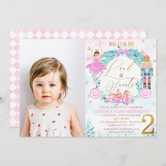 Wreath Nutkraker Land van zoet 2e verjaardag Kaart (Voorkant / Achterkant)