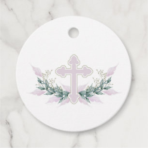 Wreath Pink Cross Communision Baptism Christening Bedankjes Labels