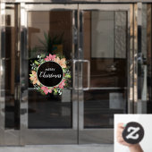 Wreath Poinsettia Holly Berries Raamsticker (Kantoordeur)