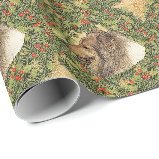 Wreath Rough Collie Cadeaupapier (Rol Hoek)