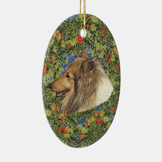 Wreath Rough Collie Keramisch Ornament (Rechts)