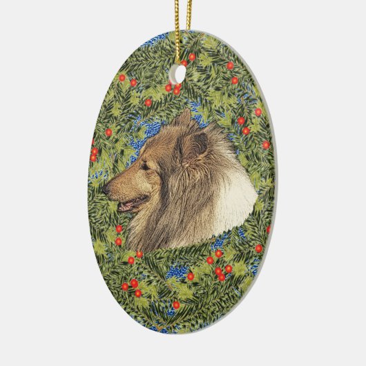 Wreath Rough Collie Keramisch Ornament (Links)