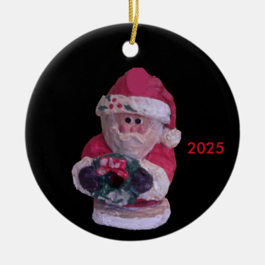 WREATH SANTA 2018 COLLECTOR CHRISTMAS KERAMISCH ORNAMENT (Voorkant)